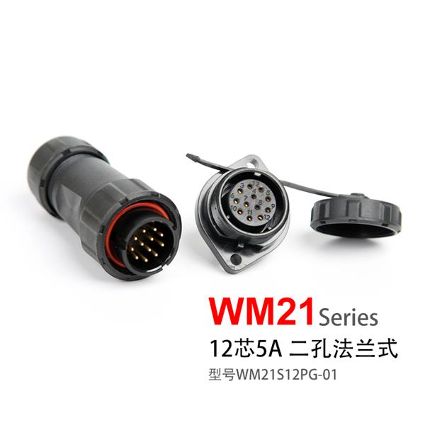 WM21-12芯 二孔法兰式 防水连接器